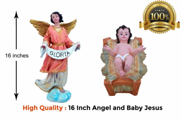 Jesuskart-16-inch-Christmas Nativity Set angel and baby jesus statues