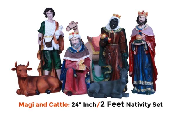 Jesuskart-24-inch-2-Feet-Christmas imported Nativity Set-magi and cattle