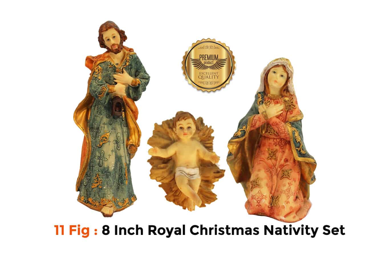 Jesuskart 8 Inch Royal Christmas Nativity Set