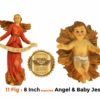 Jesuskart 8 Inch Royal Christmas Nativity Set Angel and Baby Jesus