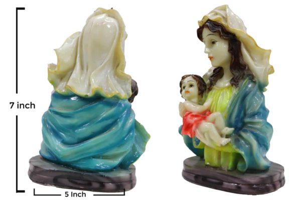 Jesuskart-Mary and Baby Jesus-Glossy-Marble-Statue view